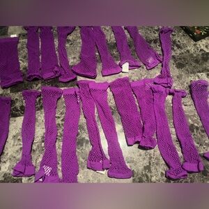 Purple fishnet gloves